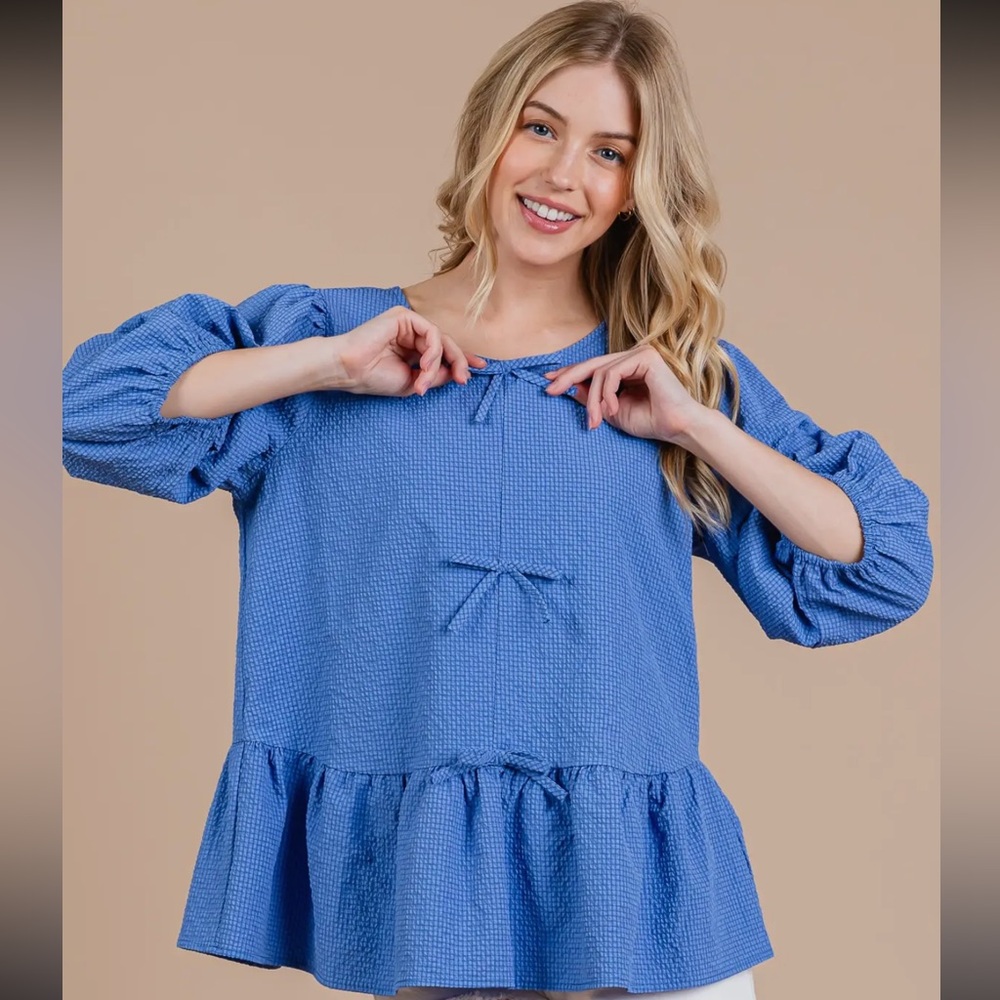 Boho Textured Ruffle Blouse - Picture 2 of 6